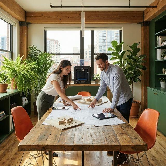 Étude de plans au bureau d'études